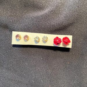 Three Pair Dainty Pierced Earrings